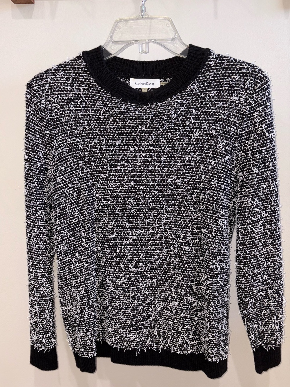 Calvin Klein Black & White Textured Crewneck Sweater - Matching skirt available